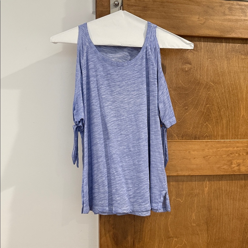 Women's Blue Cold Shoulder Top